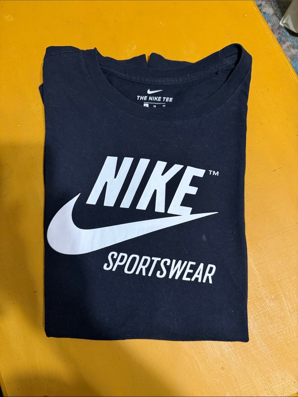 Nike Black Tee with White Swoosh and Sportswear Print